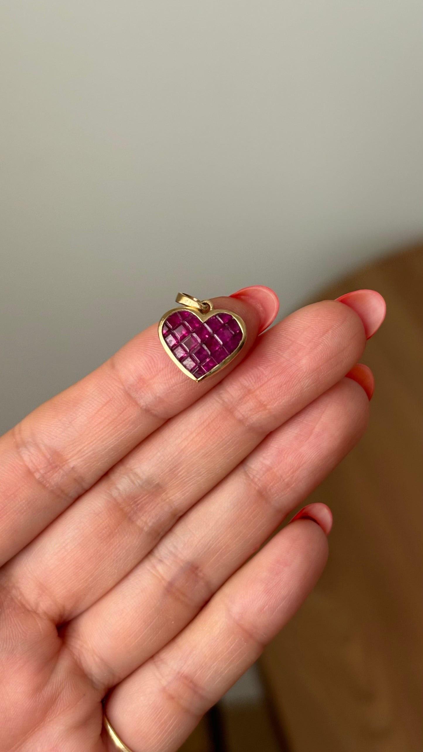Puffy Pixel Ruby Heart Charm Sample #1
