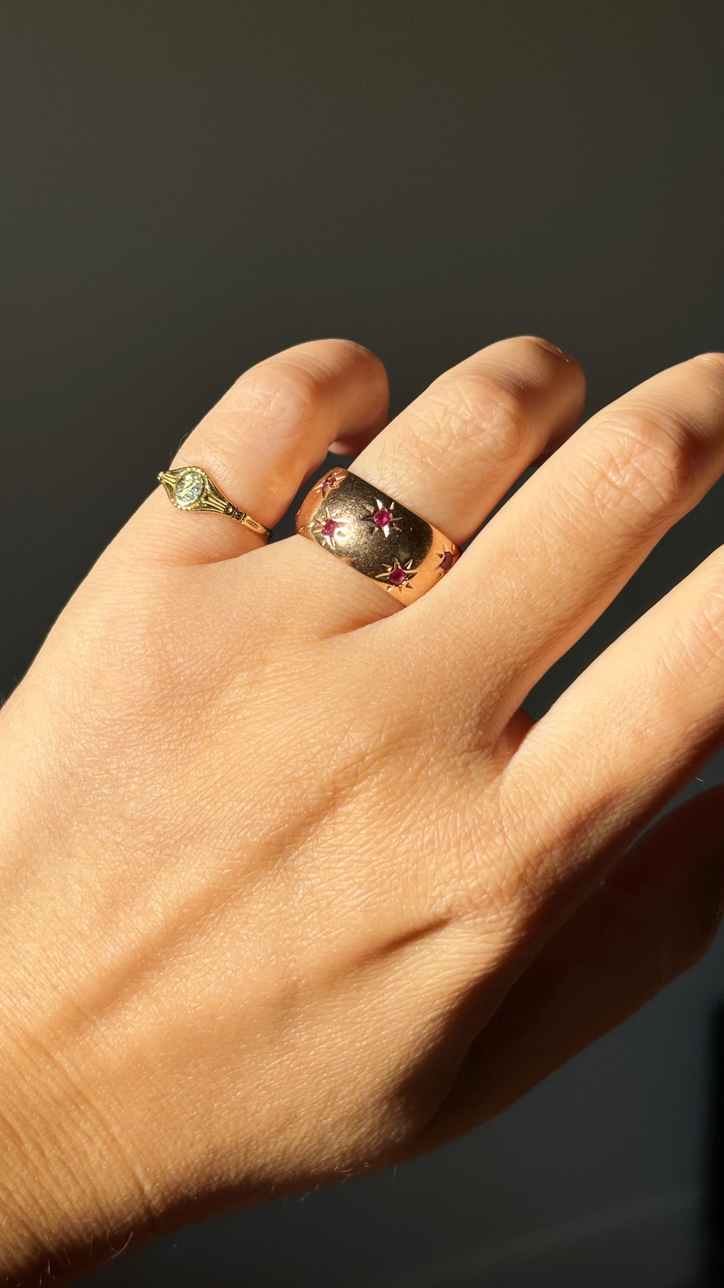 Vintage 14k Gold Ruby Star-Set Cigar Band