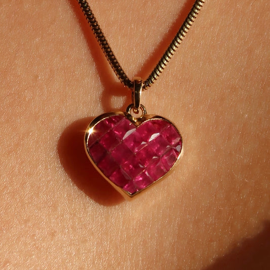 Puffy Pixel Ruby Heart Charm