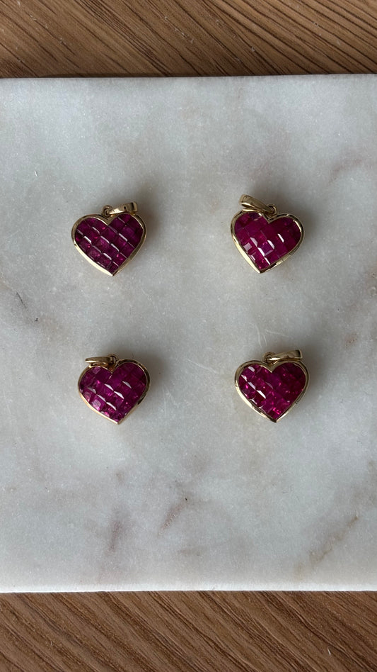Puffy Pixel Ruby Heart Charm Samples #2