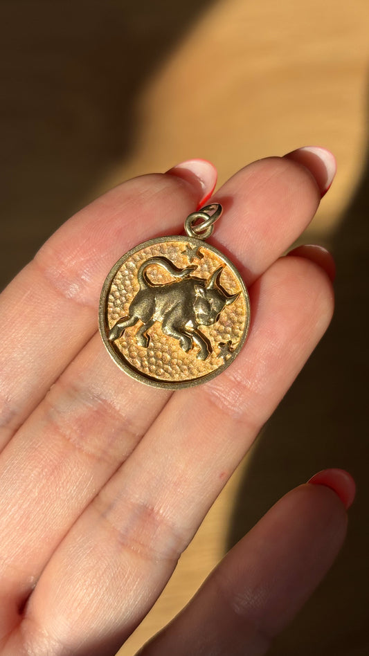 Vintage 14k Taurus Pendant
