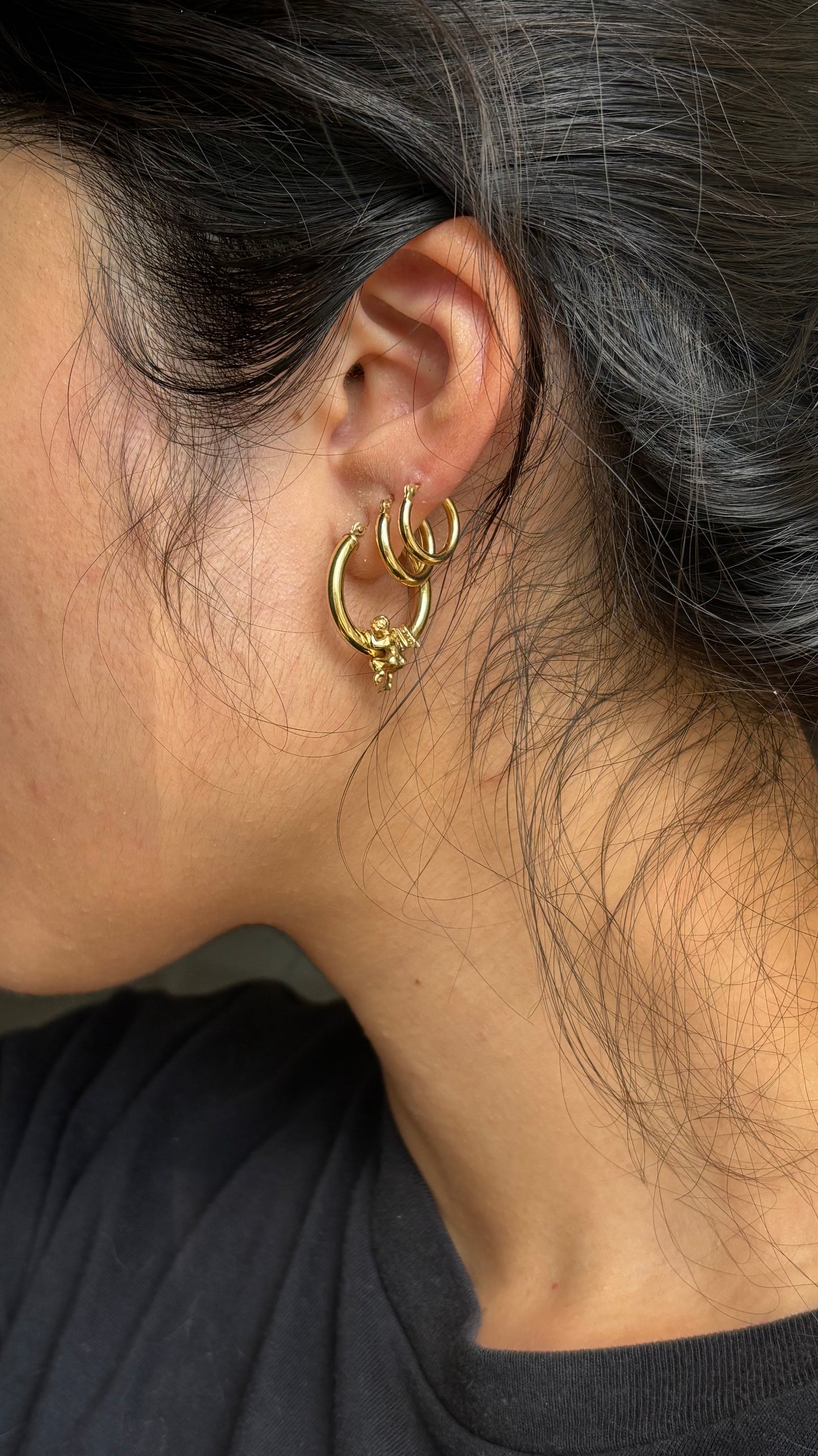 Vintage 14k Cherub Hoops