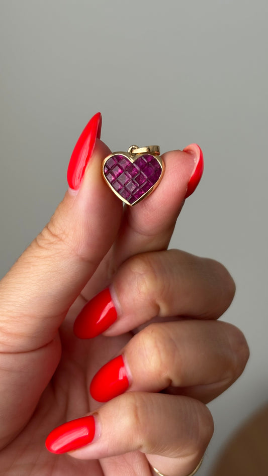 Puffy Pixel Ruby Heart Charm Sample #1