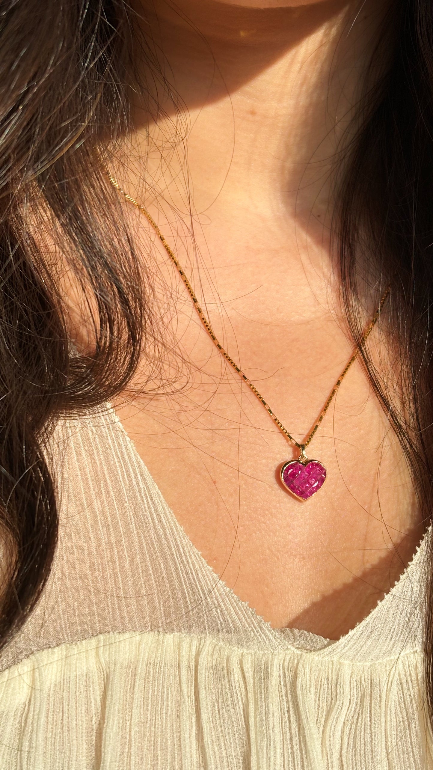 Puffy Pixel Ruby Heart Charm